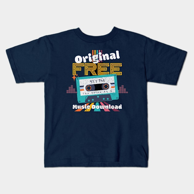 "Original Free Music Download" 80s Cassette Tape Tee Kids T-Shirt by Christmas Clatter